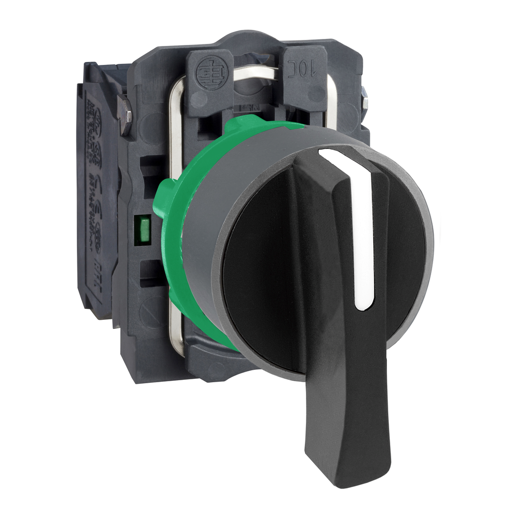 Harmony XB5 - bouton tournant crosse - Ø22 - col grise - 3 pos rap C - noir - 2F