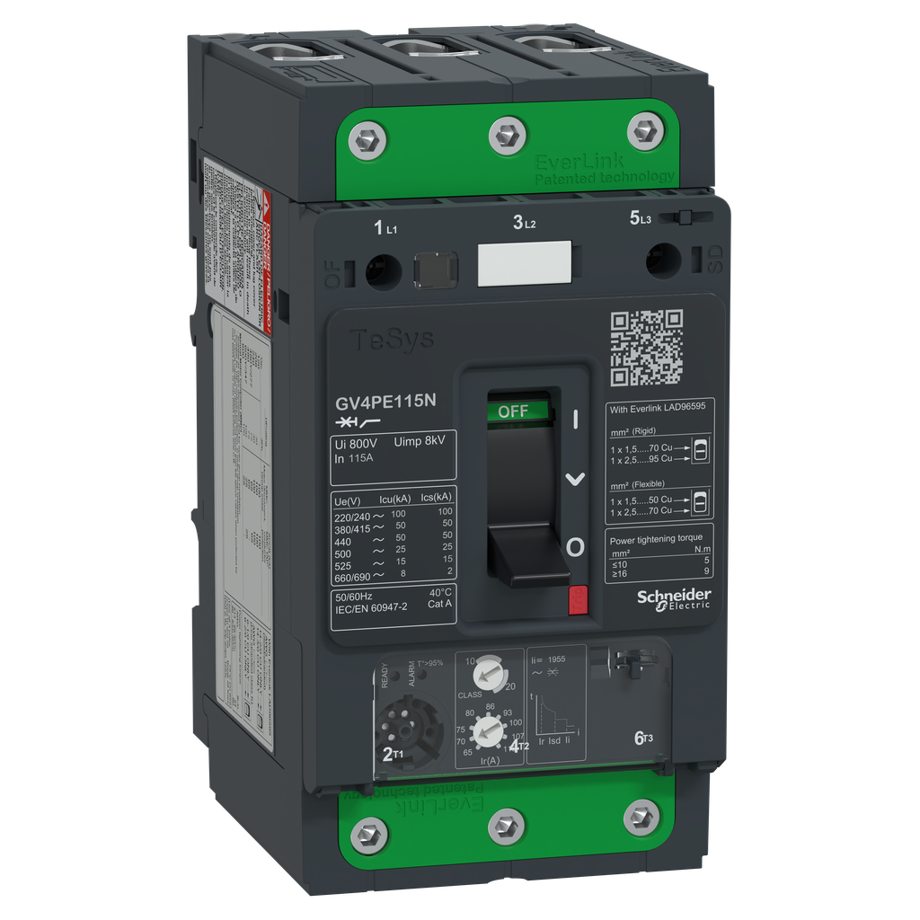 TeSys GV - disjoncteur magnéto-thermique - In 115A - 50kA - Everlink