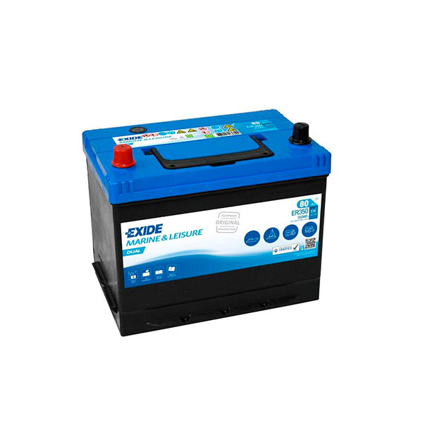 Batterie(s) Batterie bateau EXIDE Dual ER350 (350Wh) 12V 80Ah Auto