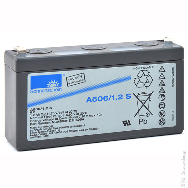 Batterie(s) Batterie plomb etanche gel A506/1.2S 6V 1.2Ah F4.8