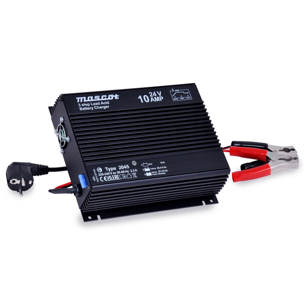 Unité(s) Chargeur plomb 24V/10A 230V Mascot 2045 - pinces crocodiles (Intelligen