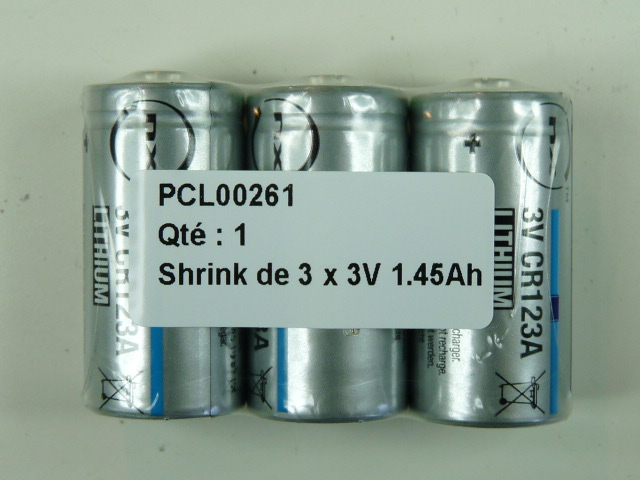 Pile(s) Pile lithium CR123 3V 1.45Ah Shrink de 3