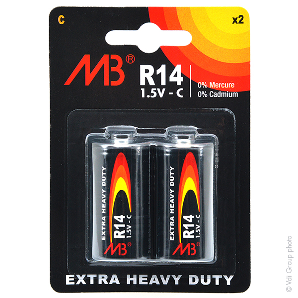 Blister(s) x 2 Pile saline blister x2 MB R14 - C 1.5V 2500mAh