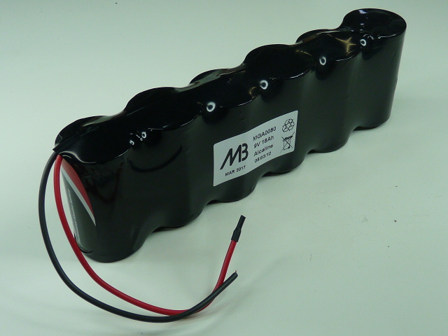 Pack(s) Batterie alcaline 6x D PRO 6S1P ST1 9V 18.6Ah Fils