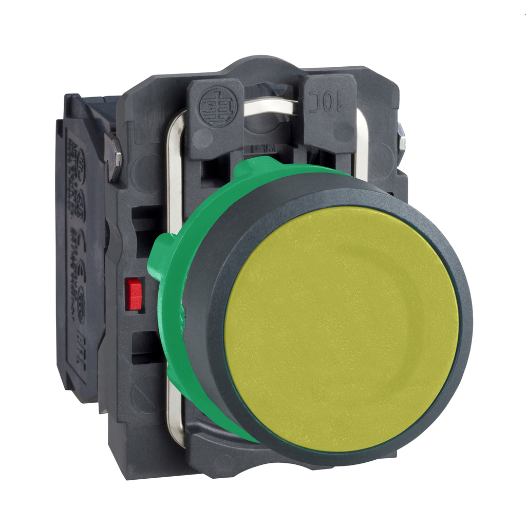 Harmony XB5 - bouton poussoir à impulsion - Ø22 - jaune - 1O+1F - vis étrier