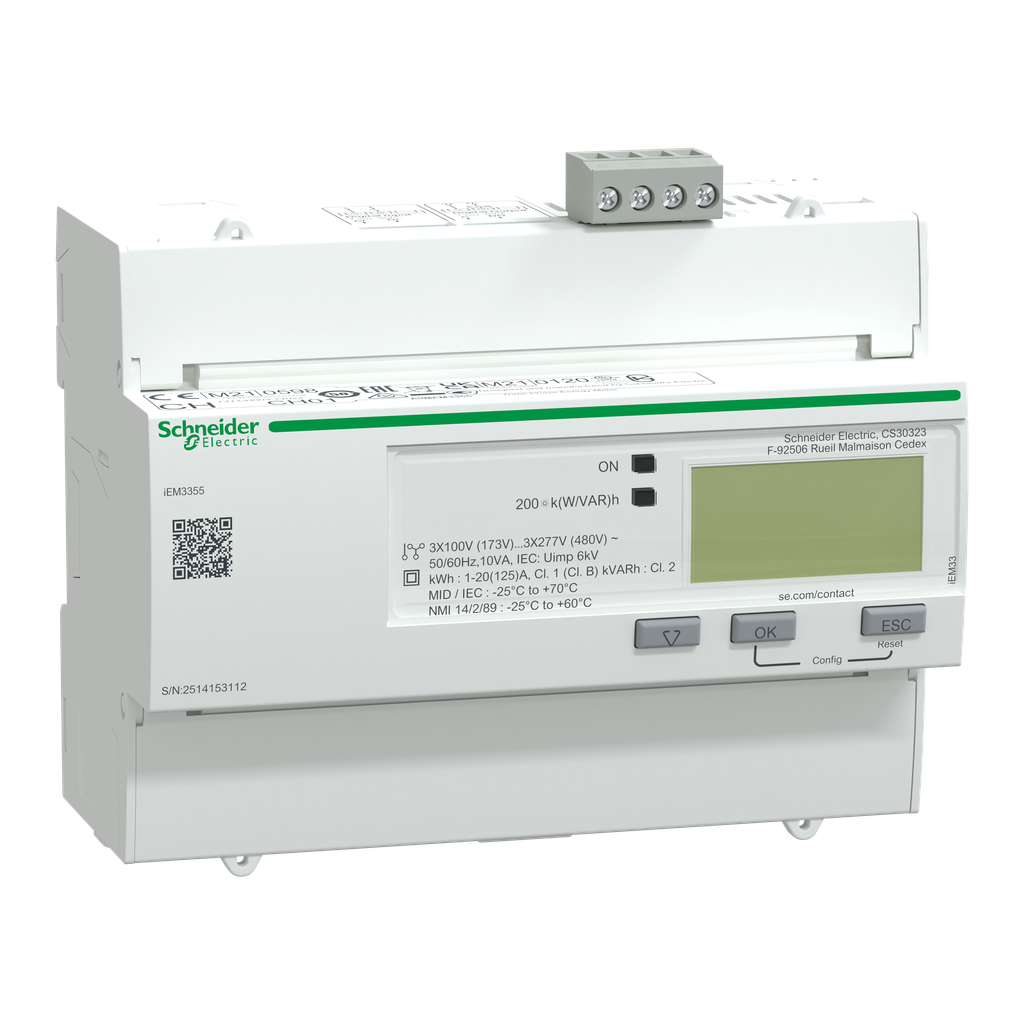 Acti9 iEM - compteur d'énergie tri - 125A - multitarif - alarme kW - Modbus -MID
