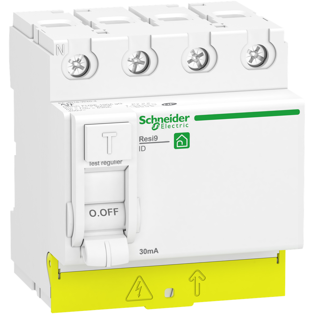 Resi9 - interrupteur différentiel - 4P - 63A - 30mA - Type A - peignable