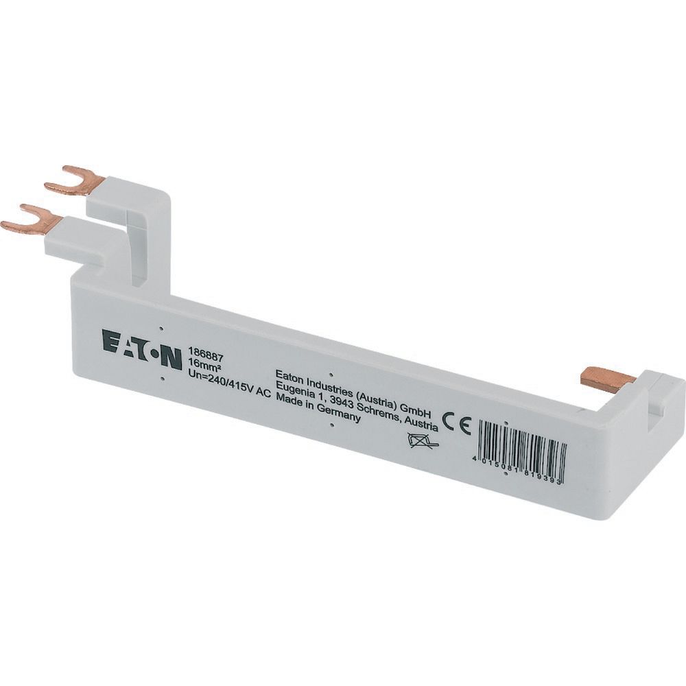 Barre de pontage verticale 16mm², 1P+N, pour interrupteur différentiel