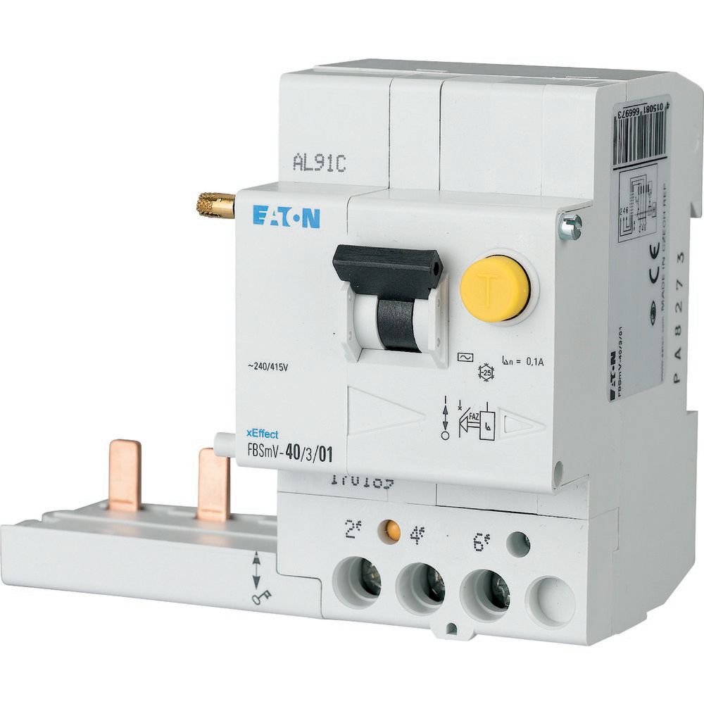Bloc différentiel FBSMV pour FAZ, 3P, 40A, type AC, 300mA
