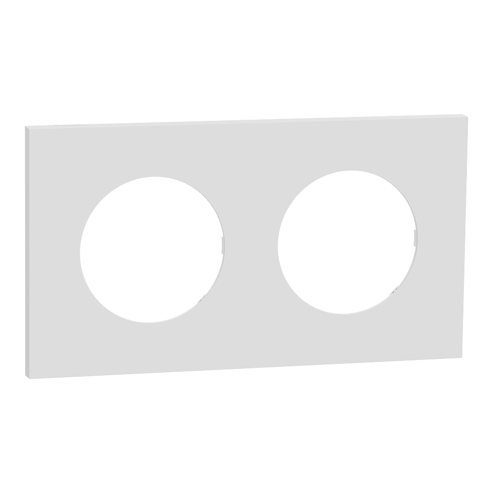 Odace Métal - plaque de finition 2 postes - effet Céramique Blanc support blanc