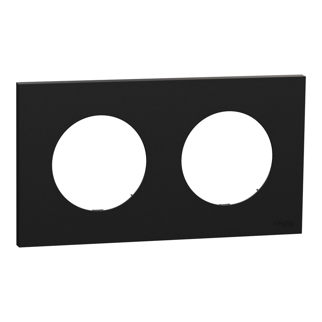 Odace - plaque de finition 2 postes - couleur Noir onyx