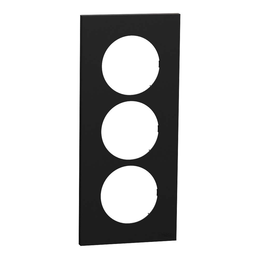 Odace - plaque de finition 3 postes entraxe spécifique 57mm - Noir onyx