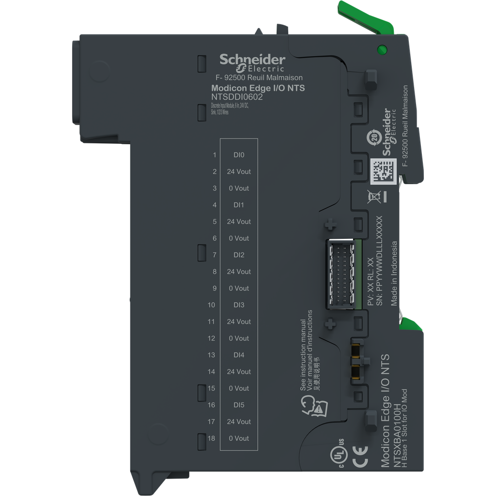Edge I/O NTS Module+Base Entrée TOR 6 voies,24Vdc, Sink, 1/2/3Fils
