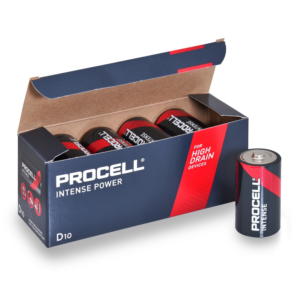 Boîte(s) de 10 Pile alcaline LR20 - D Procell Intense 1.5V 18.6Ah
