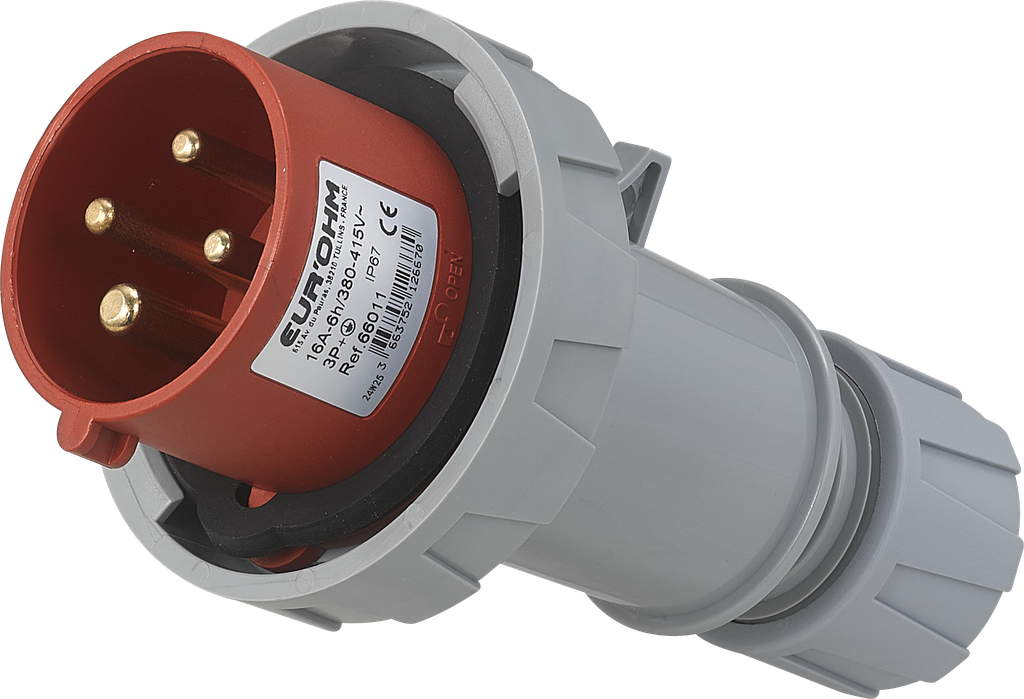 Fiche industrielle mobile droite 3P+T 16A 400V AC IP67