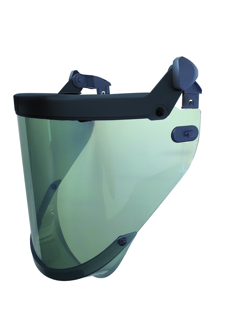 ecran facial arc flash 14 cal/cm² gris à fixer sur casque par clips
