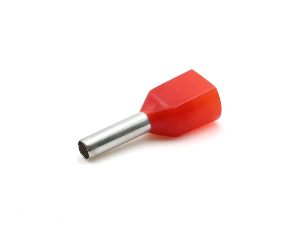 Embout de câblage double 2 x 1 mm² longueur 8 mm rouge