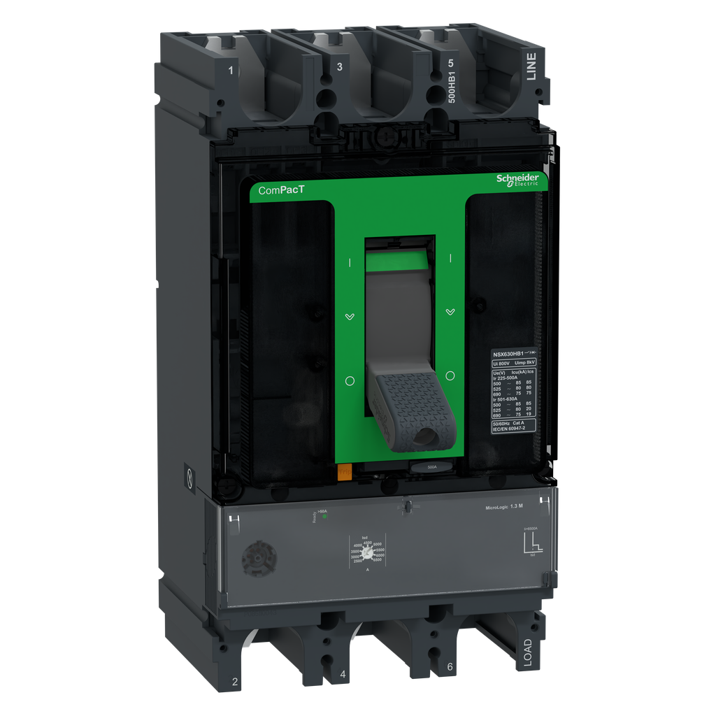 ComPacT NSX630HB1 - Disjoncteur - MicroLogic 1.3M 500A - 3P3D - 75kA - fixe