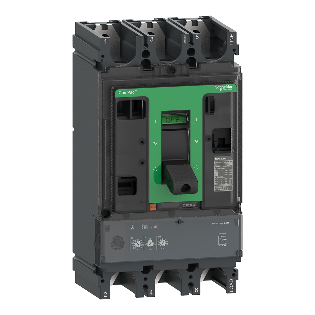 ComPacT NSX630HB2 - Disjoncteur - MicroLogic 2.3M 500A - 3P3D - 100kA - fixe