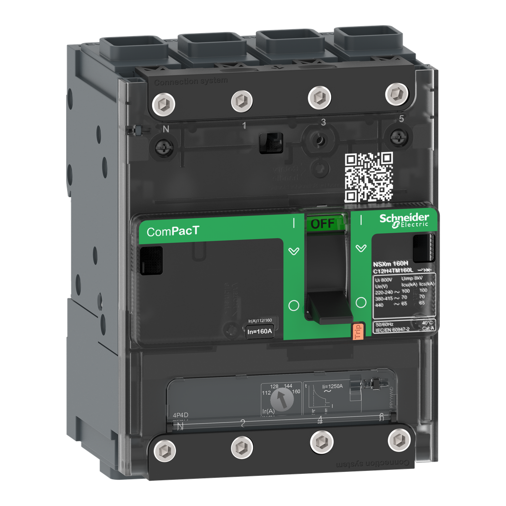 ComPacT NSXmH - disjoncteur - TM-D 160A - 4P4D - 70kA - borne EverLink
