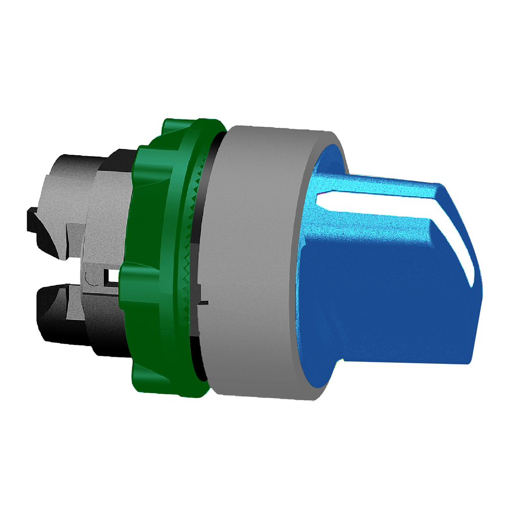 Harmony XB5 - tête de bouton tournant - Ø22 - col grise - 2 pos fixes - bleu