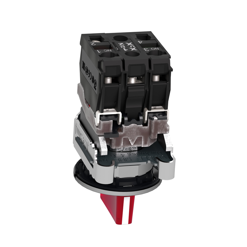 Harmony XB4 - bouton à man lumin - flush - 3 pos fix - rouge - 1O+1F - 24V
