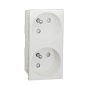Unica - prise double 2P+T - FR - 45° - connexion rapide - Blanc - méca seul