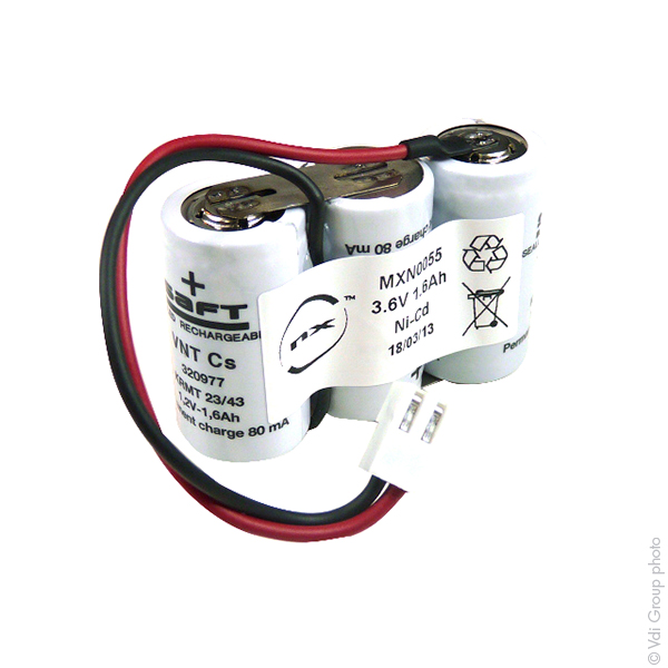 Pack(s) Batterie eclairage secours 3x SC VNT 3S1P 3.6V 1600mAh JST