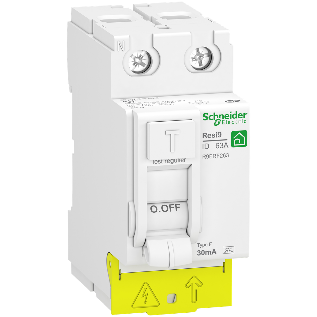 RESI9 - interrupteur différentiel - 2P - -63A - 30mA - Type Fsi - peignable