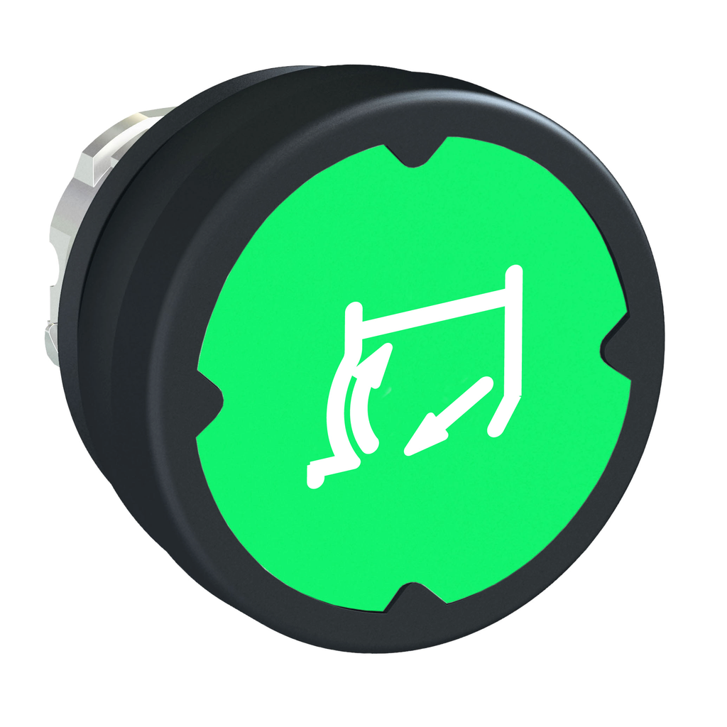 Harmony tête de BP Ø37 IP69K - Ø22 - vert - avec marquage - symbole pivoté 90°