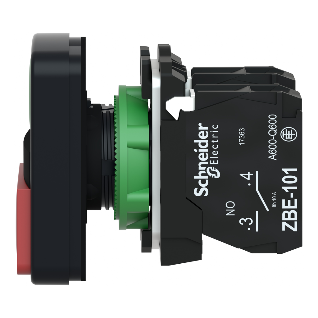 Harmony bt-pous Ø22 double touche, ressort de rappel vert + rouge IP66, IP69 K