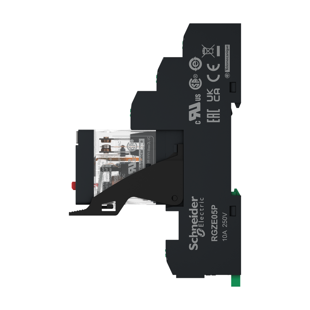 Harmony RXG - relais embroc+embase Push In - test + DEL - 1OF 10A - 24VAC