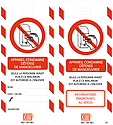 Affichette PVC de signalisation "CONDAMNATION BT", dimensions 170 x 75 mm.