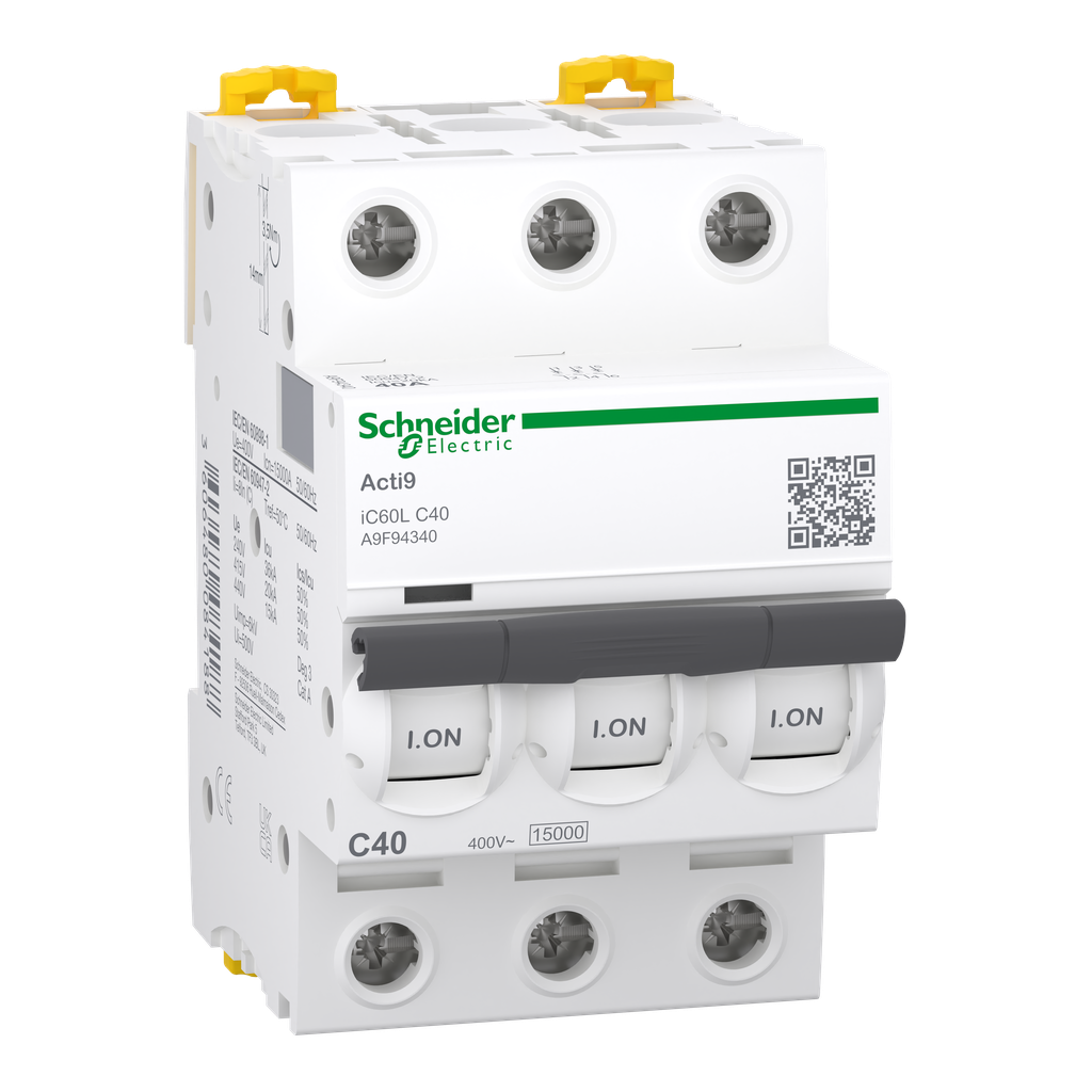 Acti9 iC60L - Disjoncteur - 3P - 40A - Courbe C - 400Vac - 15000A/20kA