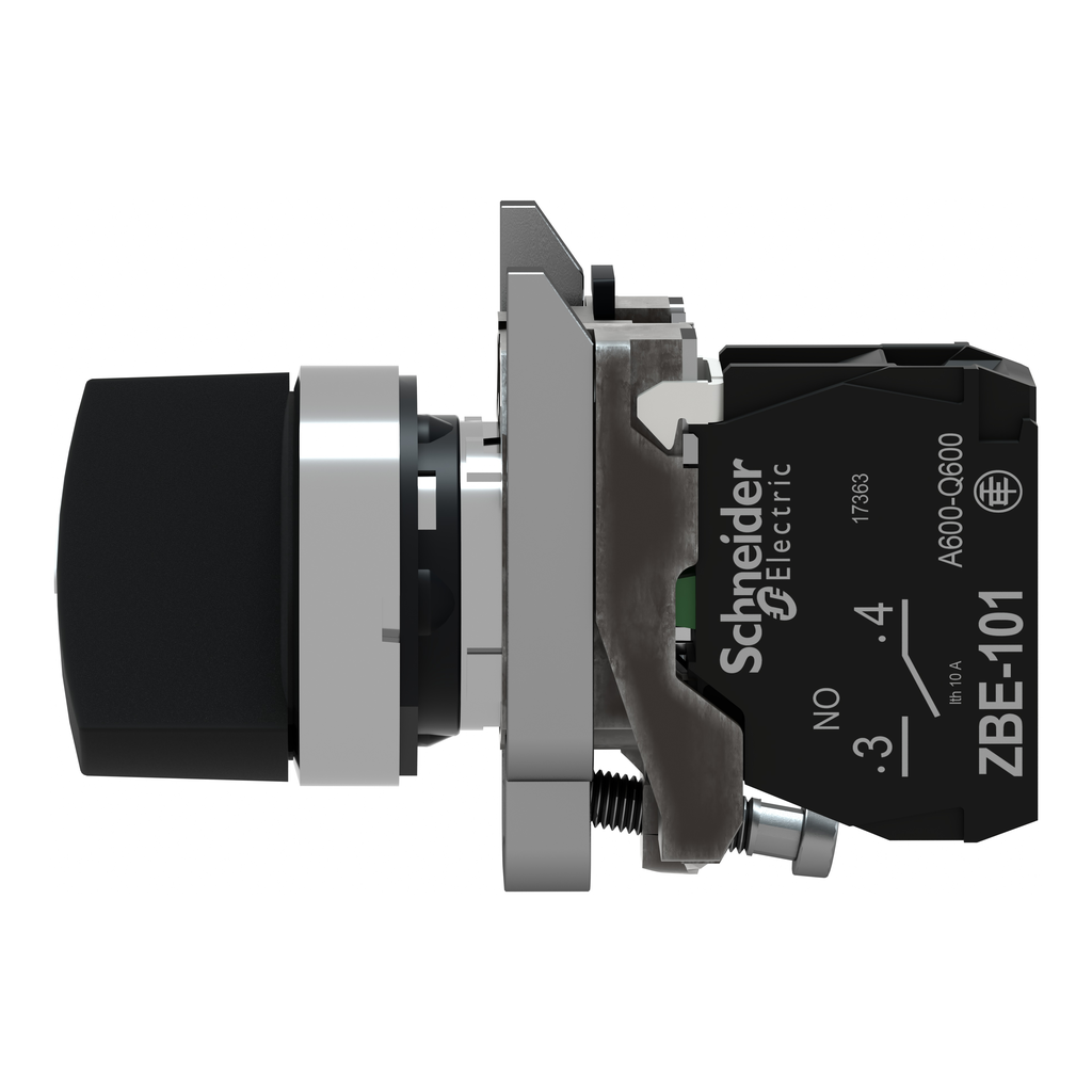 Harmony XB4 - bouton tournant à manette - Ø22 - 2 pos à rap. - noir - 1F - vis