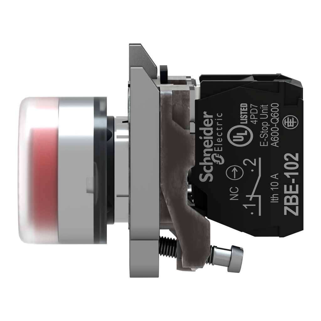 Harmony XB4 - bouton poussoir à impulsion - Ø22 - capuchonné - rouge - 1O - vis
