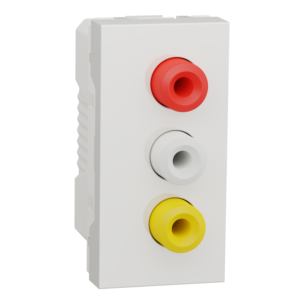 Unica - prise RCA triple (rouge blanc jaune) - 1 mod - Blanc - méca seul