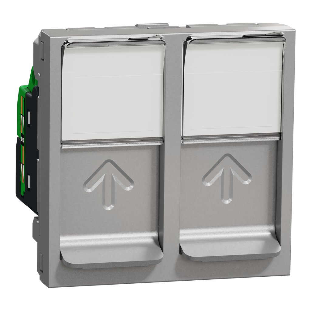 Unica - prise RJ45 double - cat 5 UTP - 2 mod - Alu - méca seul