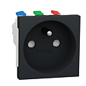 Unica - prise 2P+T - FR - 90° - raccord rapide travers - Anthracite - méca seul
