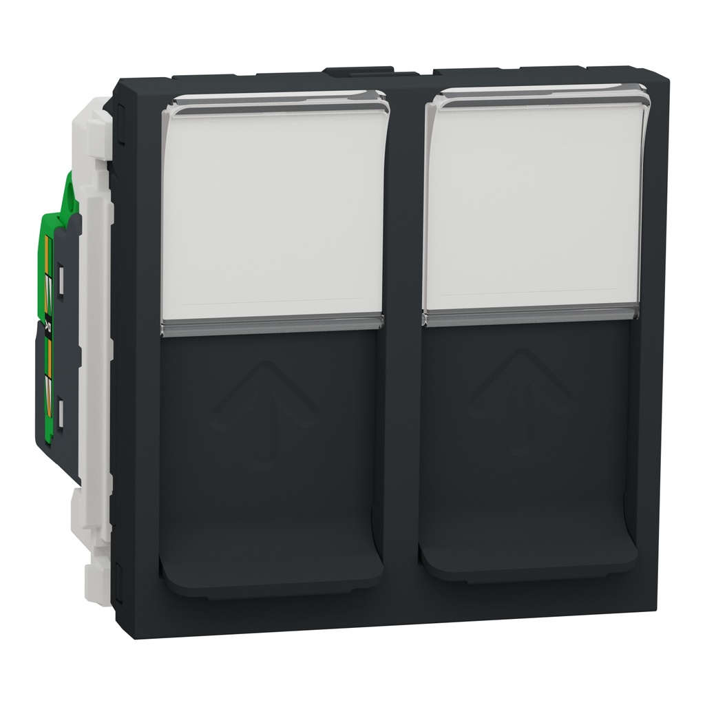 Unica - prise RJ45 double - cat 5 UTP - 2 mod - Anthracite - méca seul