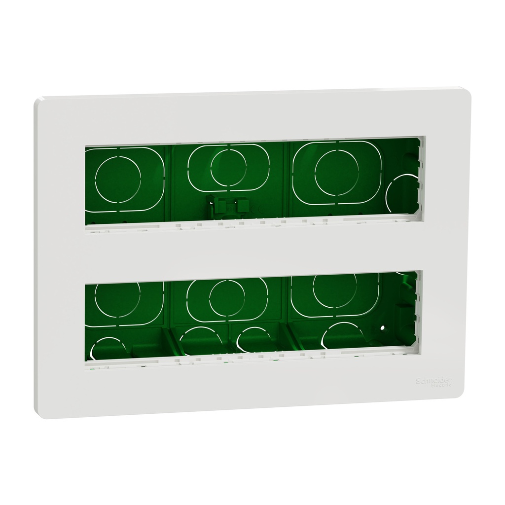 Unica - boîte de concentration encastrée complète - 2 rang de 8 mod - blanc anti