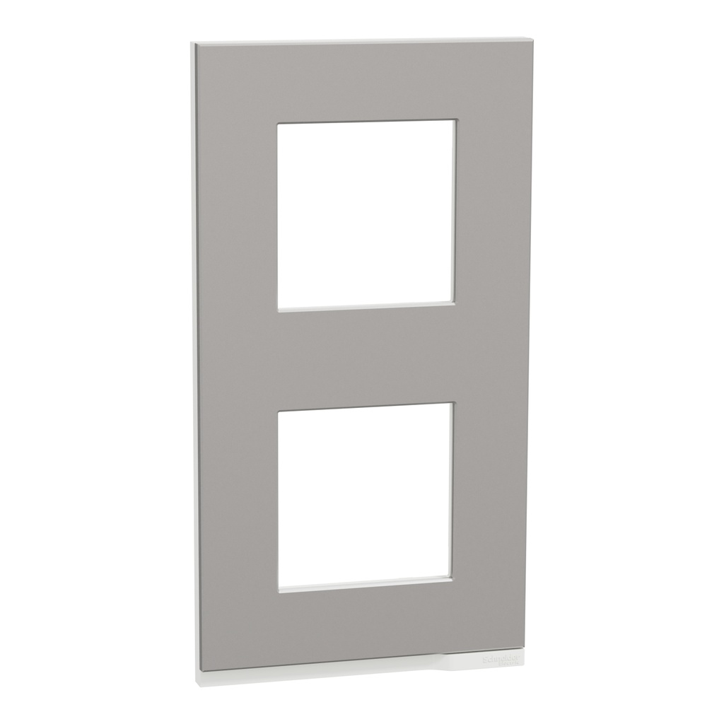 Unica Pure - plaque de finition - Aluminium liseré Blanc - 2 postes verticaux