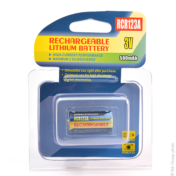 Batterie(s) Batterie appareil photo - caméra RCR123 3V 500mAh