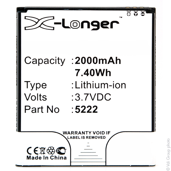Blister(s) x 1 Batterie téléphone portable pour Wiko 3.7V 2000mAh