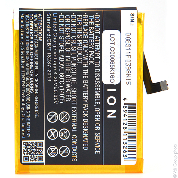 Blister(s) x 1 Batterie téléphone portable pour Wiko Fever / Fever 4G 3.8V 3000m