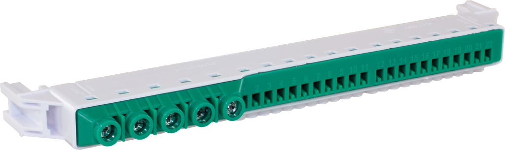 Bornier terre long 5x25²+22x4² 13M