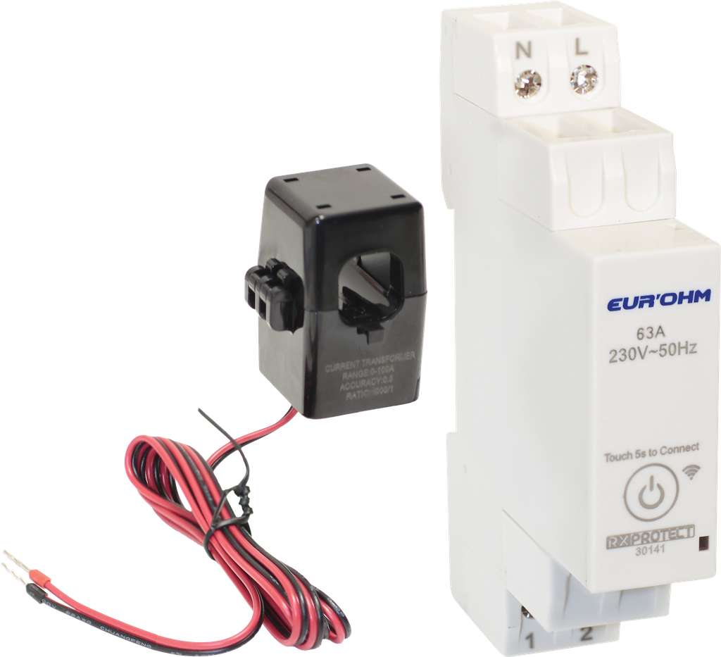 Compteur d'énergie 40A, wifi, avec 1 tore ouvrable, 1 module