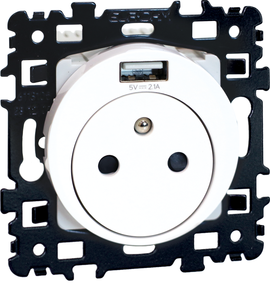 SQUARE PC 2P+T avec Prise USB Type-A