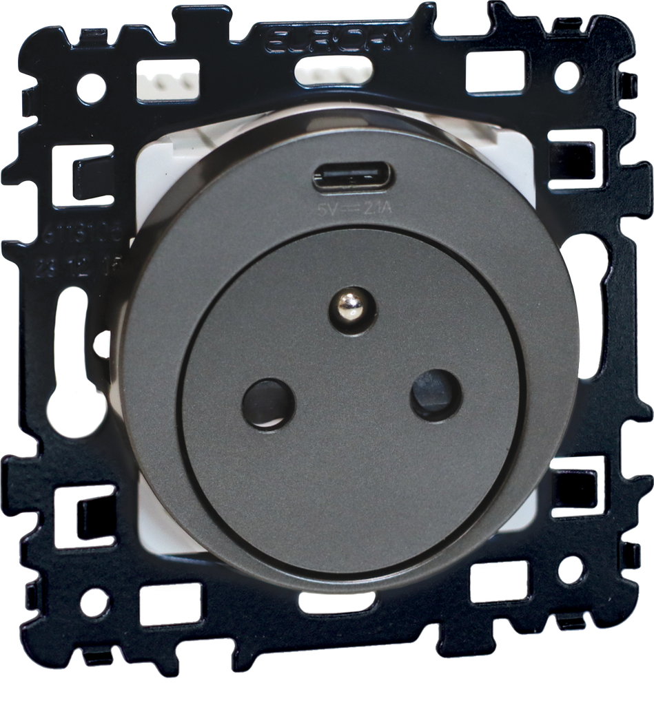 SQUARE PC 2P+T avec Prise USB Type-C Vulcain