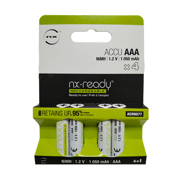 Blister(s) x 4 Accus Nimh blister x4 AAA NX READY 1.2V 1050mAh